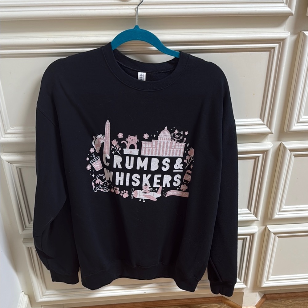 Jerzees Black Sweatshirt with Pink Graphic